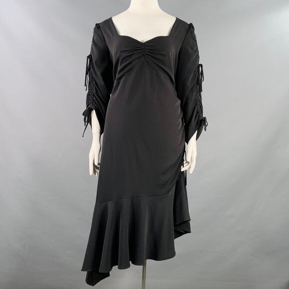 RODARTE Size 22 Black Polyester Blend Ruched Asymmetrical Dress - Picture 1 of 7